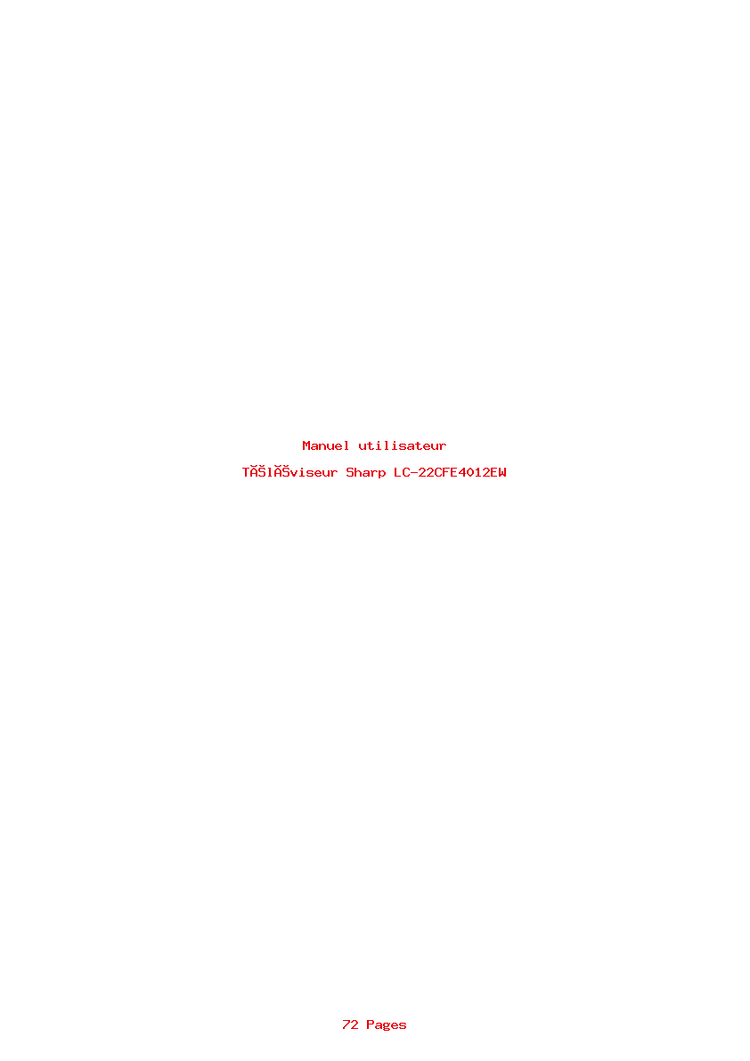 Page 1 de la notice Manuel utilisateur Sharp LC-22CFE4012EW