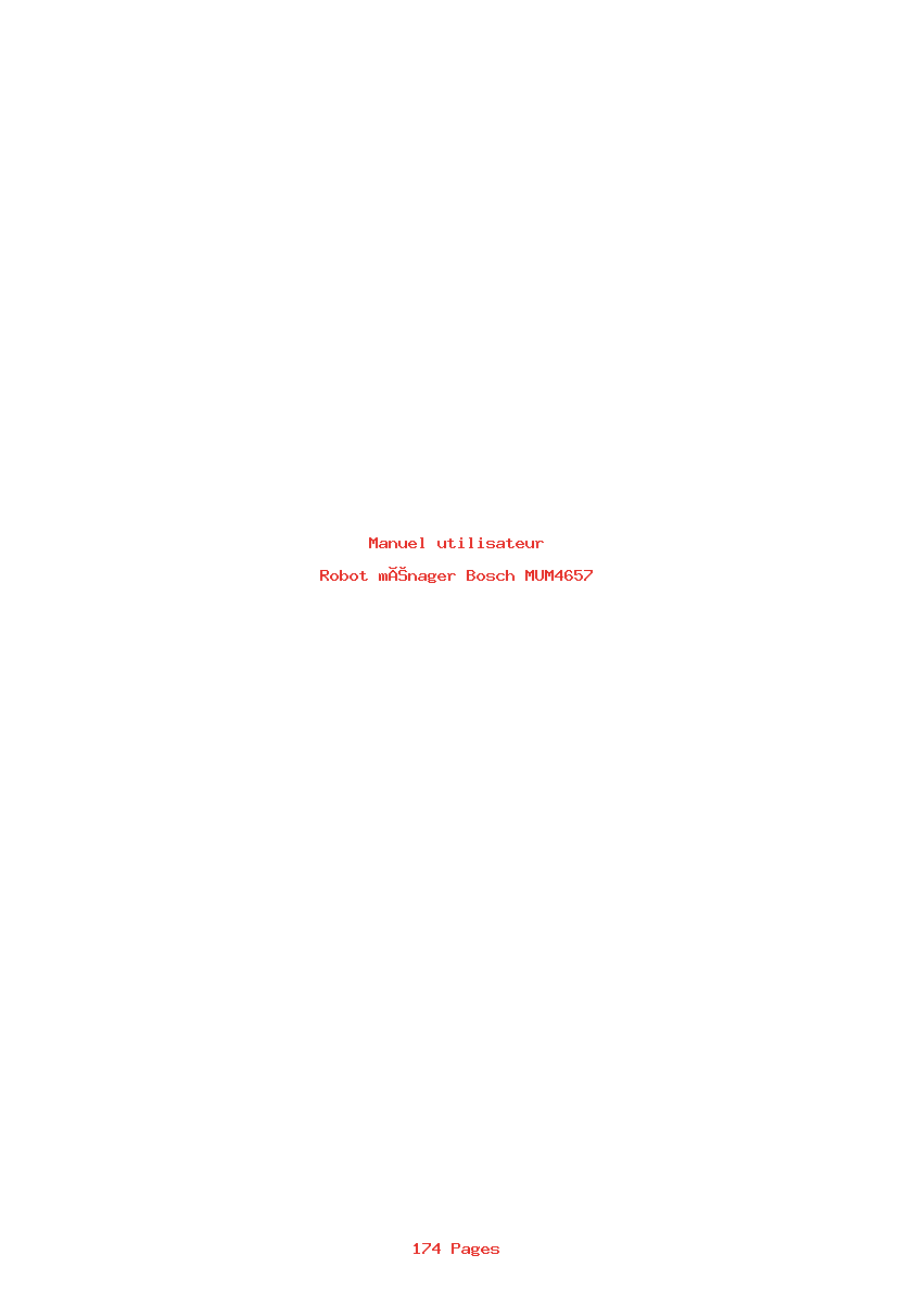 Page 1 de la notice Manuel utilisateur Bosch MUM4657