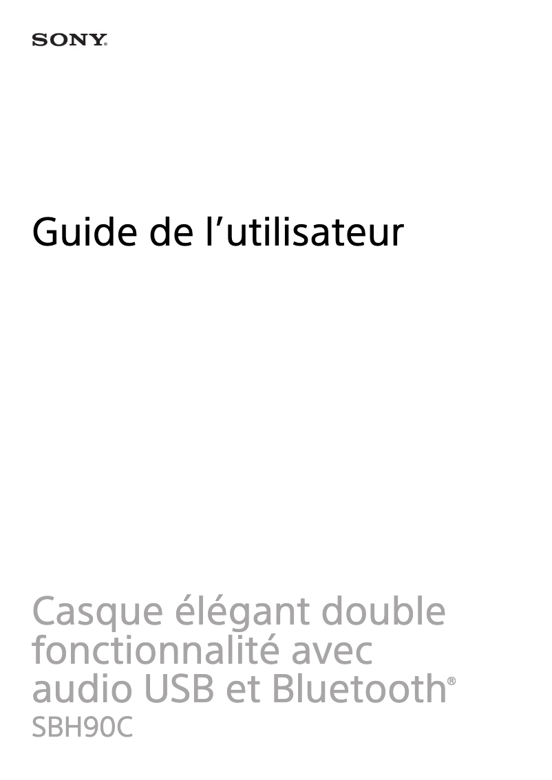 Page n°1 - Manuel utilisateur Sony SBH90C