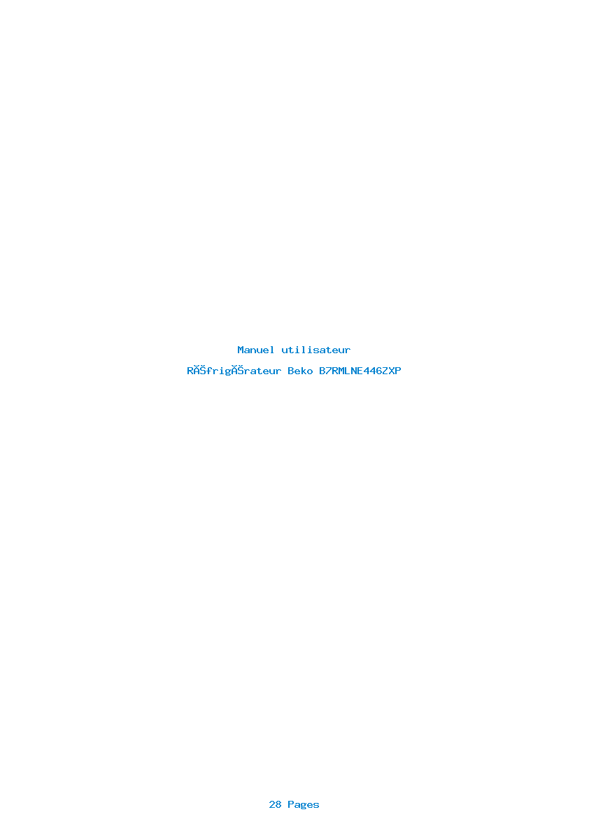Page 1 de la notice Manuel utilisateur Beko B7RMLNE446ZXP