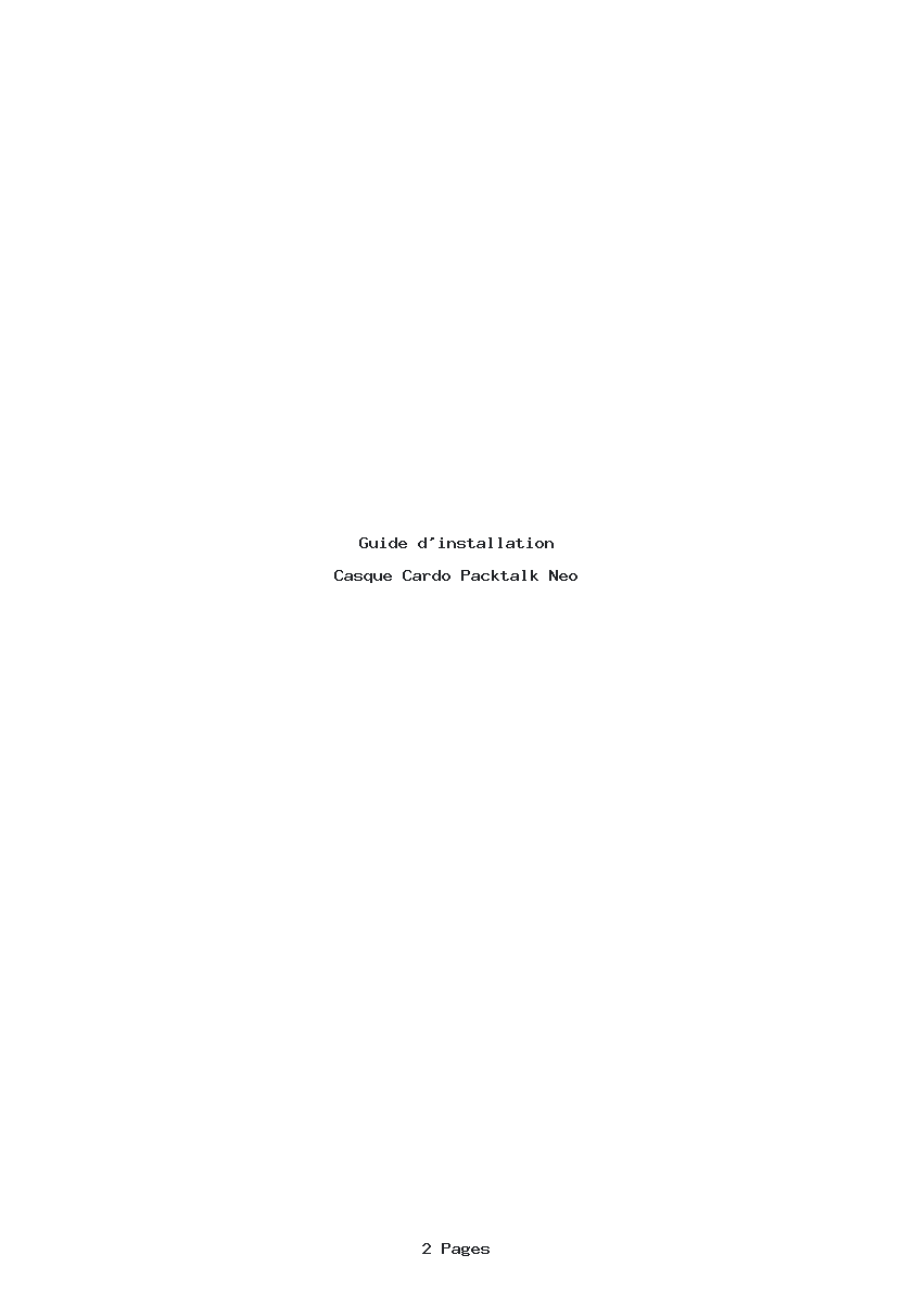 Page 1 de la notice Guide d'installation Cardo Packtalk Neo