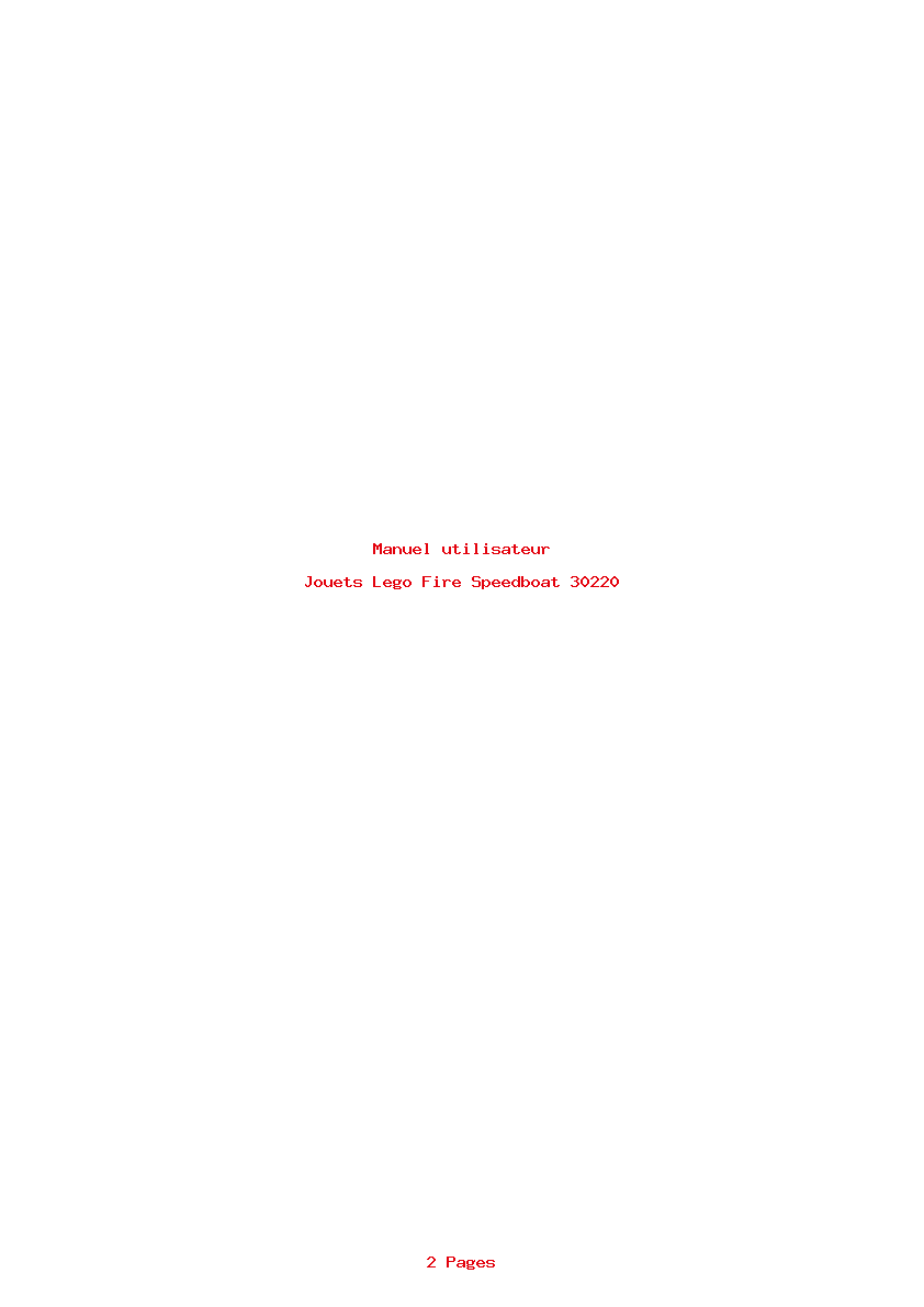 Page 1 de la notice Manuel utilisateur Lego Fire Speedboat 30220