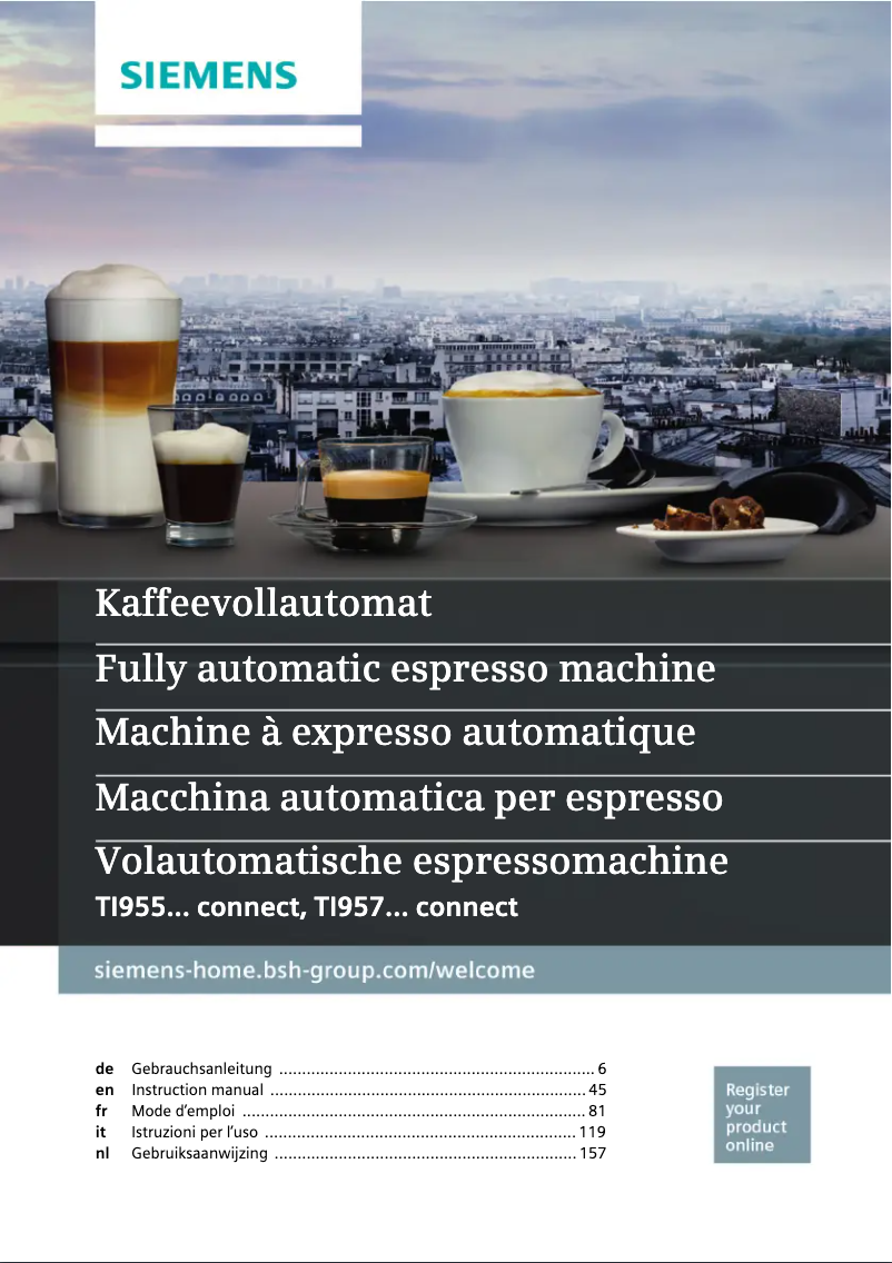 Page 1 de la notice Manuel d'utilisation et d'entretien Siemens EQ.9 Plus connect extraKlasse TI957FX1DE