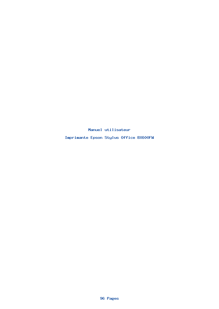 Page 1 de la notice Manuel utilisateur Epson Stylus Office BX600FW