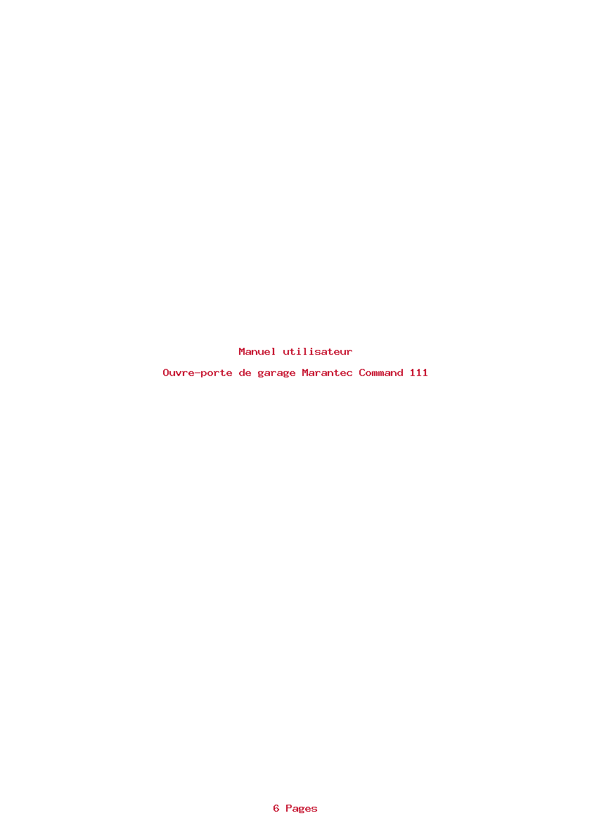 Page 1 de la notice Manuel utilisateur Marantec Command 111