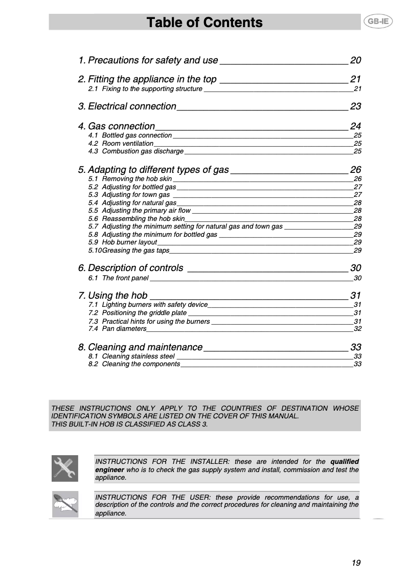 Page 1 de la notice Manuel utilisateur Smeg PTS726NE5