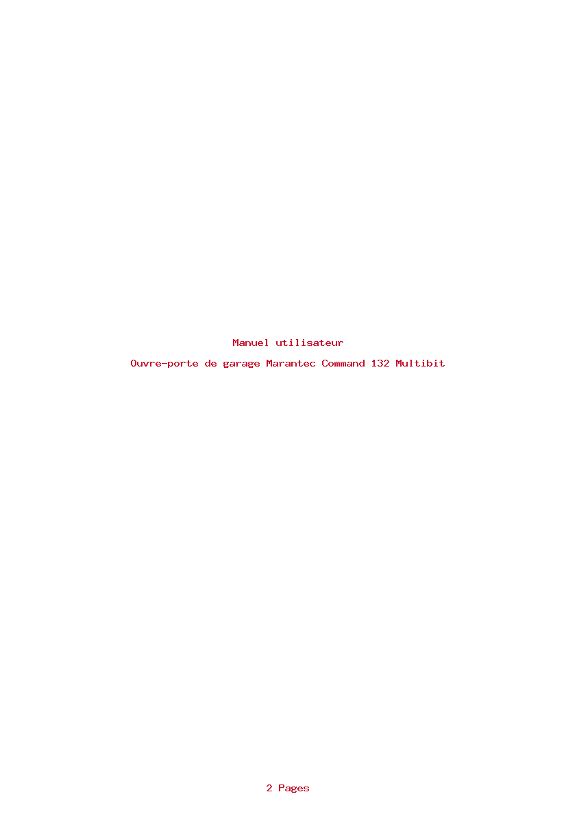 Page 1 de la notice Manuel utilisateur Marantec Command 132 Multibit