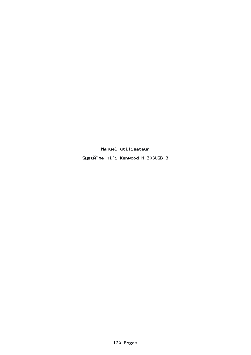 Page 1 de la notice Manuel utilisateur Kenwood M-303USB-B