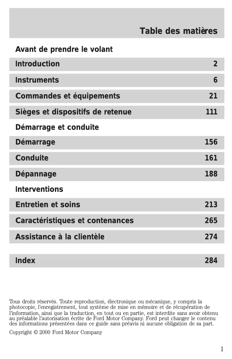 Page 1 de la notice Manuel utilisateur Lincoln Navigator (2002)