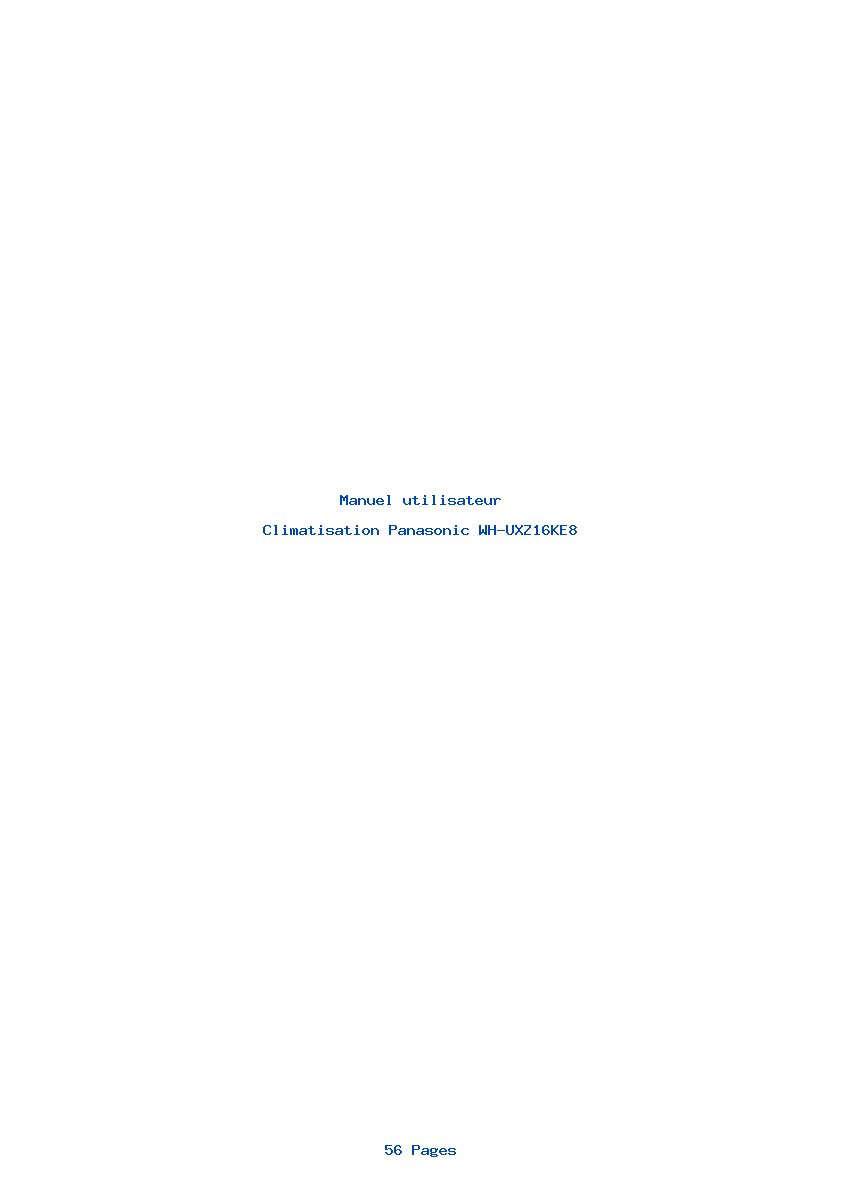 Page 1 de la notice Manuel utilisateur Panasonic WH-UXZ16KE8