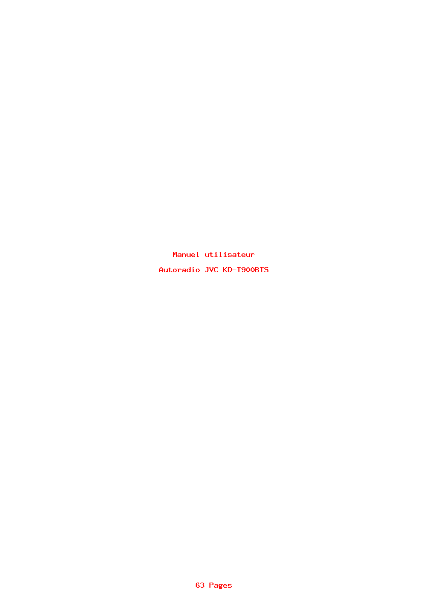 Page 1 de la notice Manuel utilisateur JVC KD-T900BTS