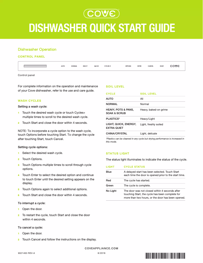 Página 1 del manual Guía de inicio rápido Cove DW2450WS