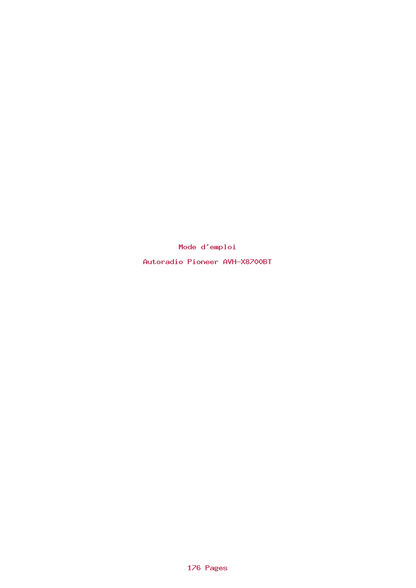 Page 1 de la notice Mode d'emploi Pioneer AVH-X8700BT