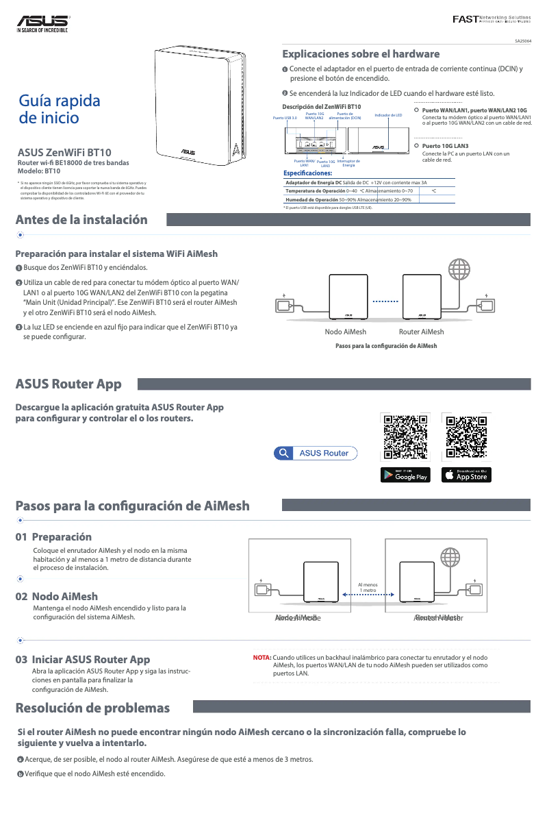 Page 1 de la notice Guide de démarrage rapide Asus ZenWiFi BT10