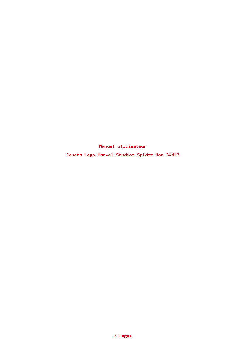 Page 1 de la notice Manuel utilisateur Lego Marvel Studios Spider Man 30443