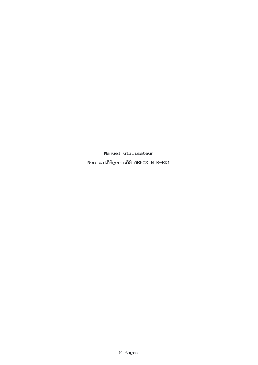 Page 1 de la notice Manuel utilisateur AREXX WTR-RD1