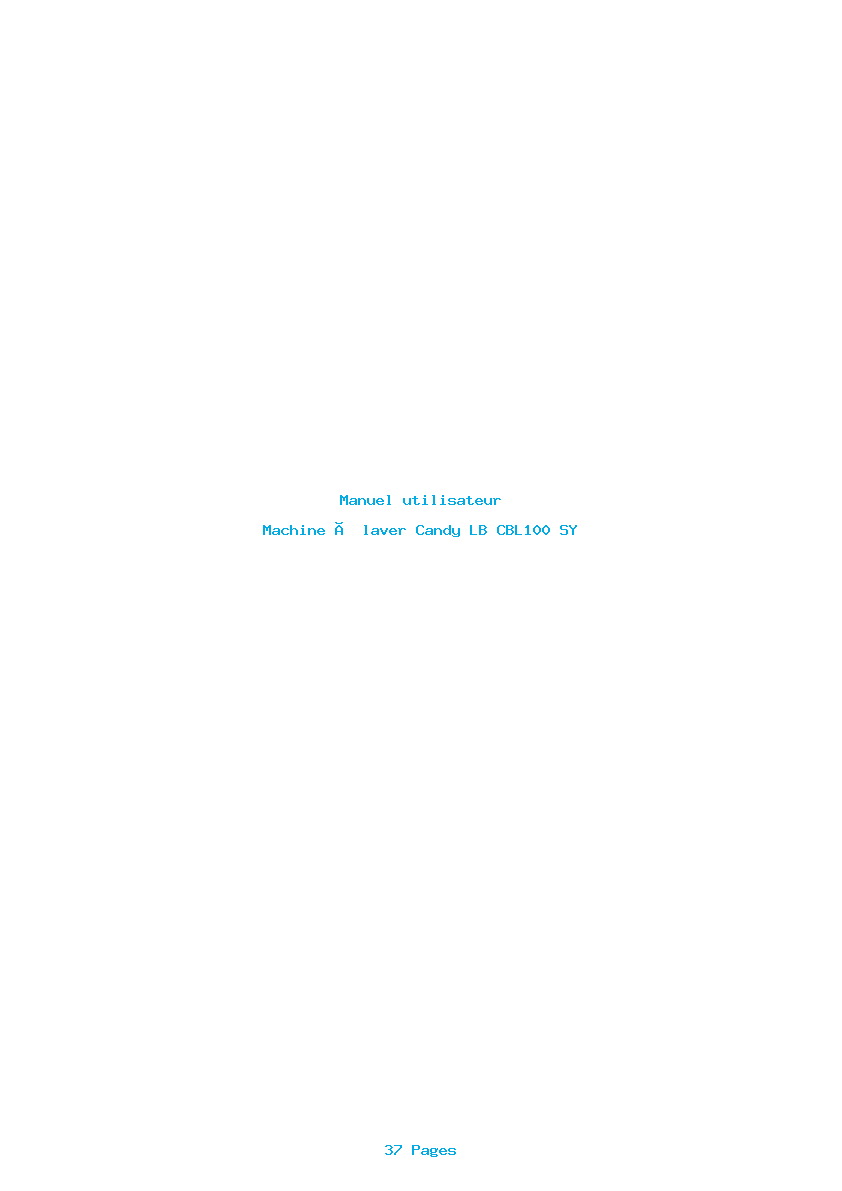 Page 1 de la notice Manuel utilisateur Candy LB CBL100 SY