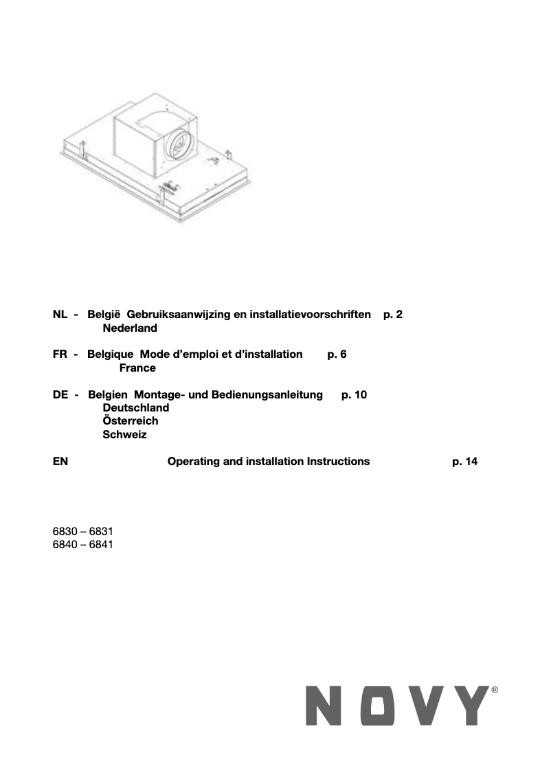 Page 1 de la notice Manuel utilisateur Novy Pure'Line D6831