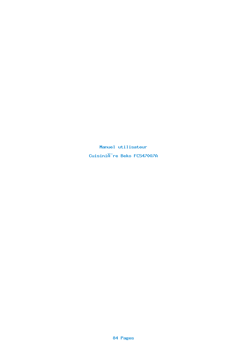 Page 1 de la notice Manuel utilisateur Beko FCS47007A