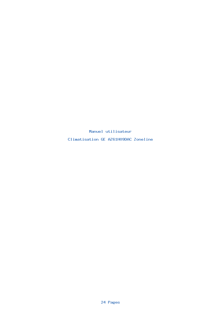 Page 1 de la notice Manuel utilisateur GE AZ61H09DAC Zoneline