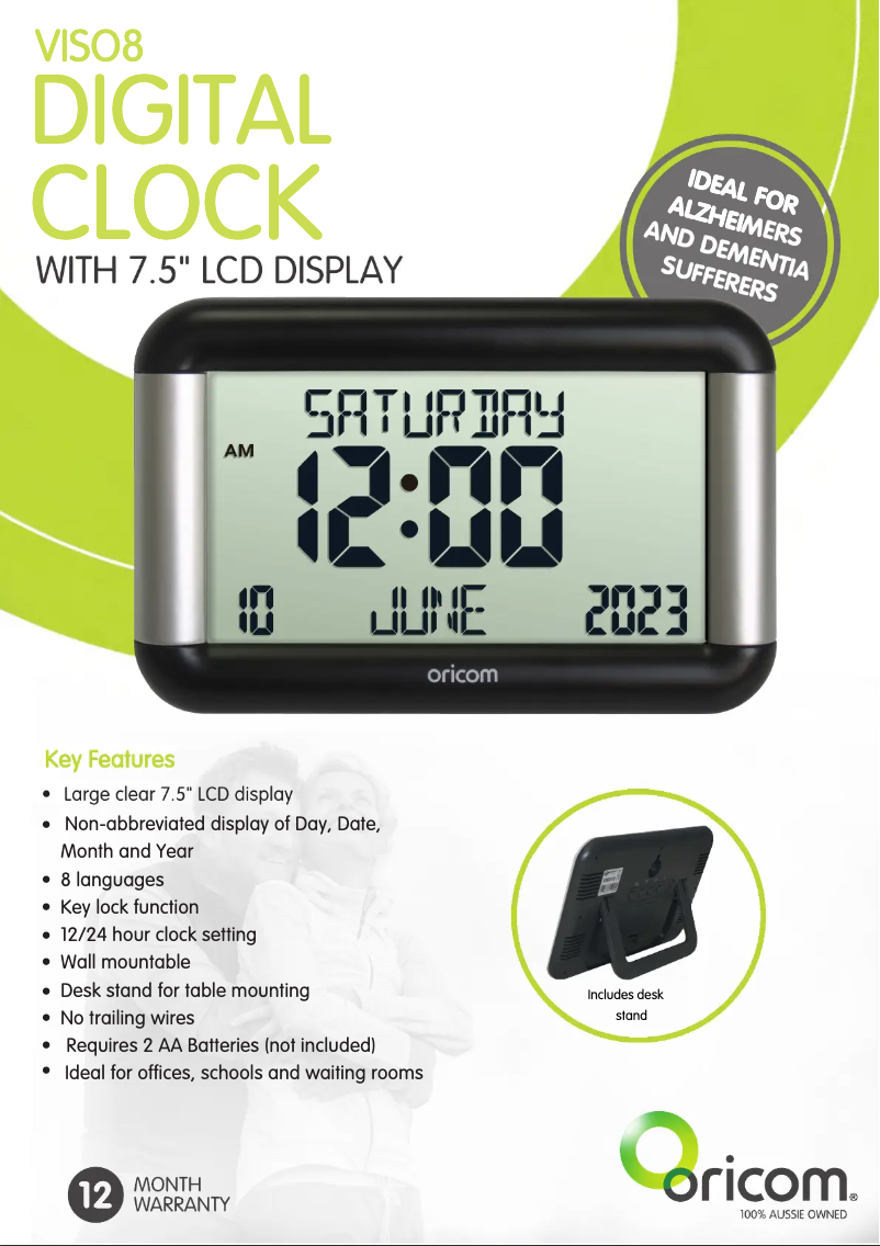 Page 1 de la notice Fiche technique Oricom VISO10