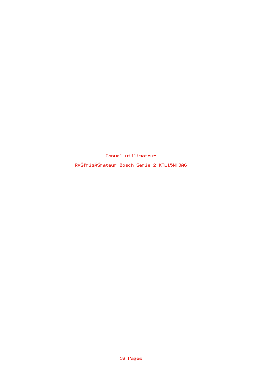 Page 1 de la notice Manuel utilisateur Bosch Serie 2 KTL15NW3AG