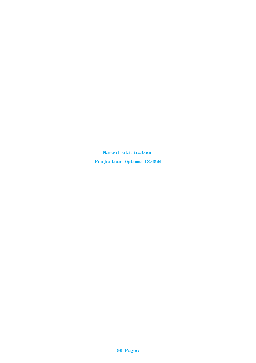 Page 1 de la notice Manuel utilisateur Optoma TX765W