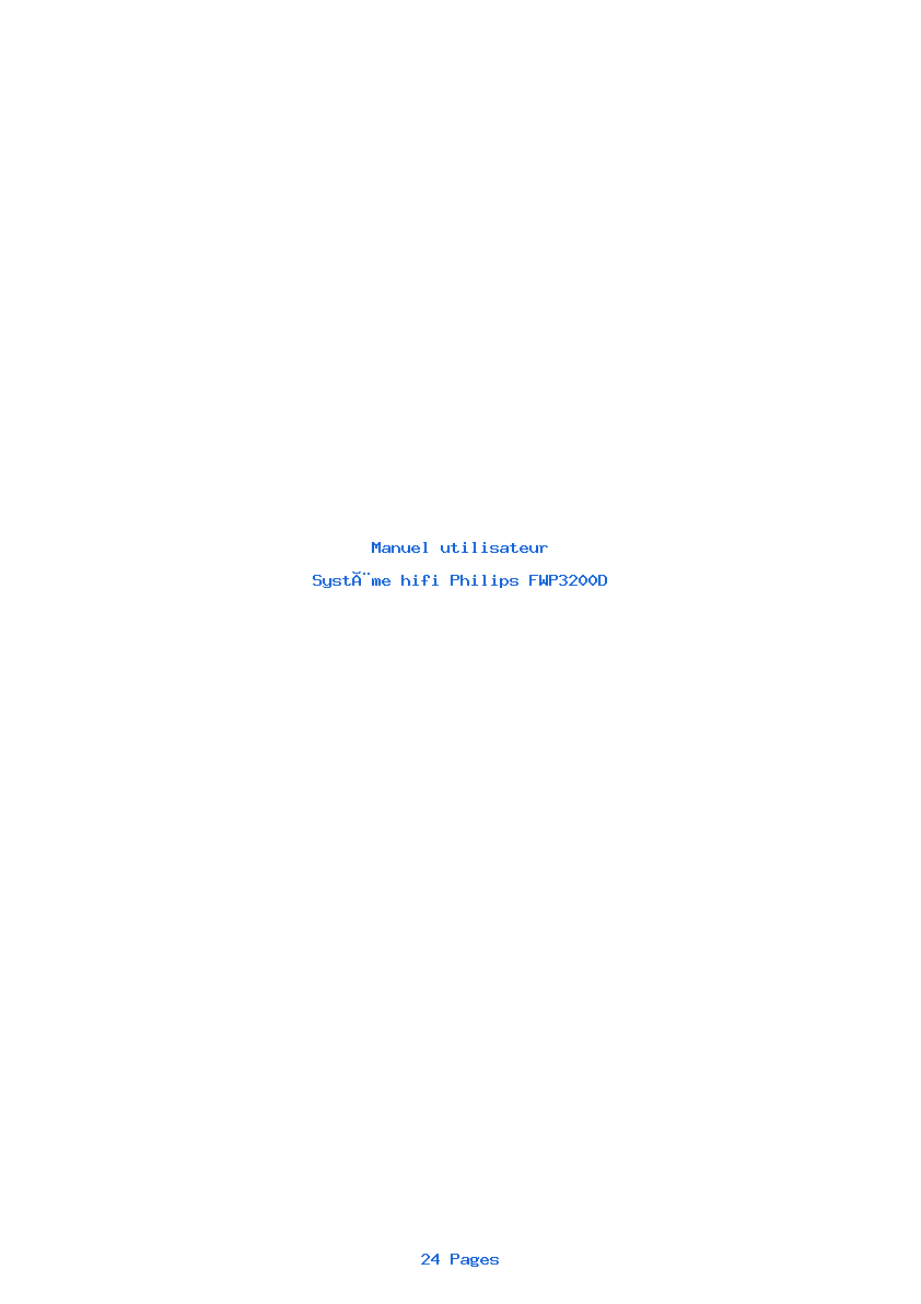 Page 1 de la notice Manuel utilisateur Philips FWP3200D