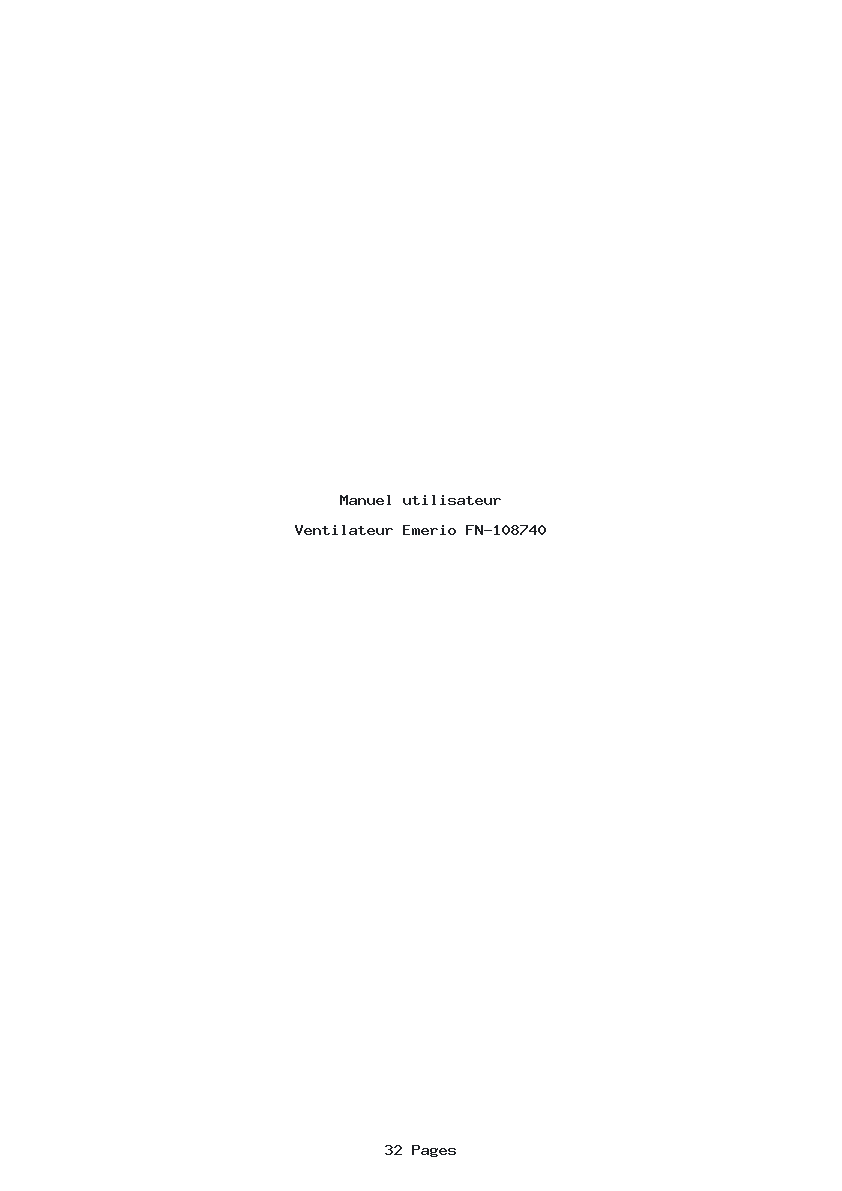 Page 1 de la notice Manuel utilisateur Emerio FN-108740