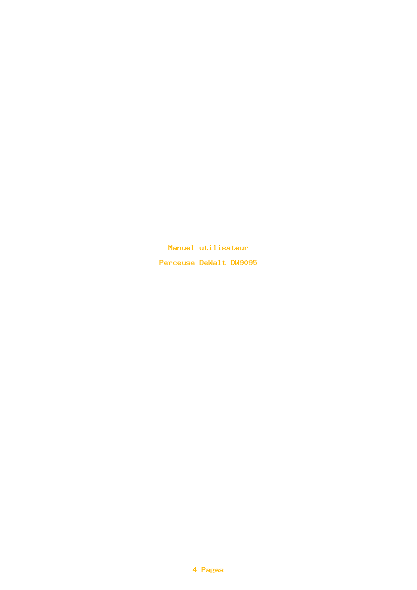 Page 1 de la notice Manuel utilisateur DeWalt DW9095