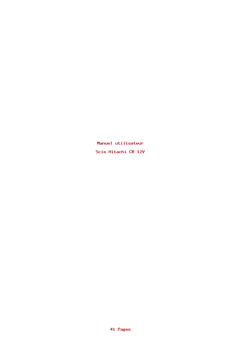 Page 1 de la notice Manuel utilisateur Hitachi CR 12V
