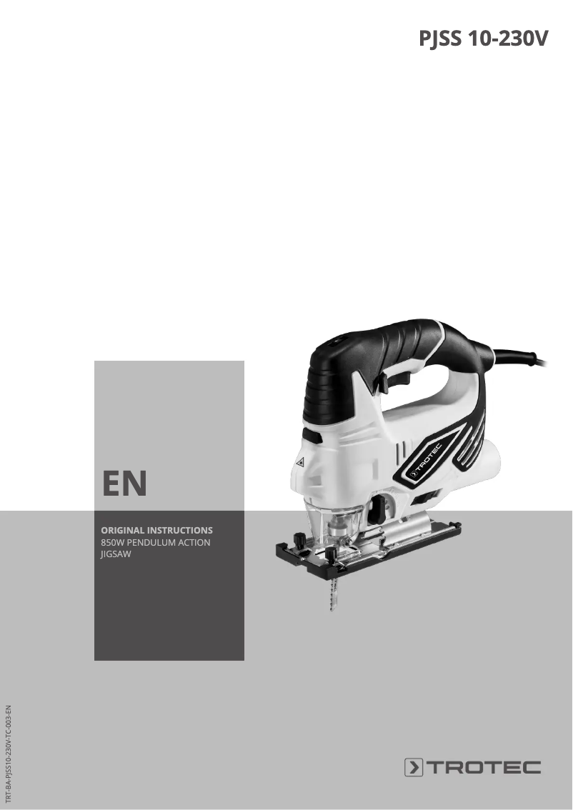 Page 1 de la notice Manuel utilisateur Trotec PJSS 10-230V