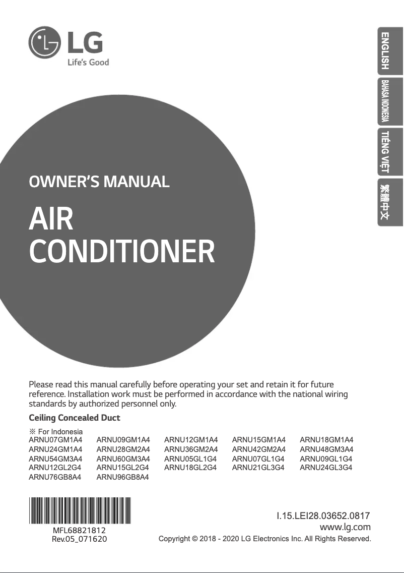 Página 1 del manual Manual de usuario LG ARNU15GBHA4
