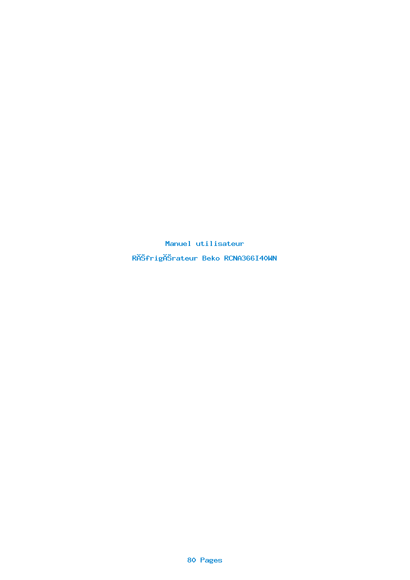 Page 1 de la notice Manuel utilisateur Beko RCNA366I40WN