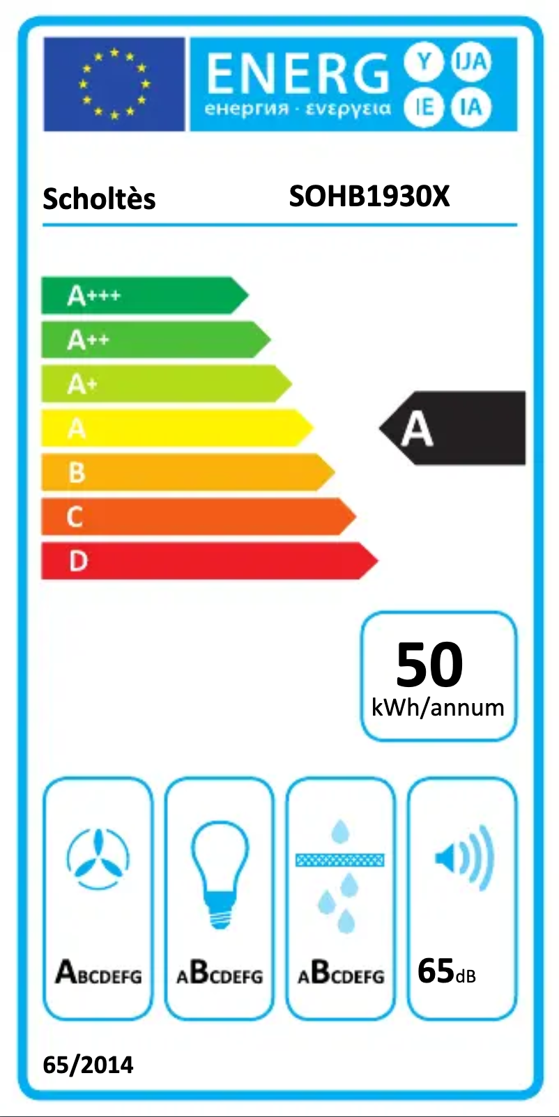 Page 1 de la notice Label énergétique Scholtès SOHB1930X