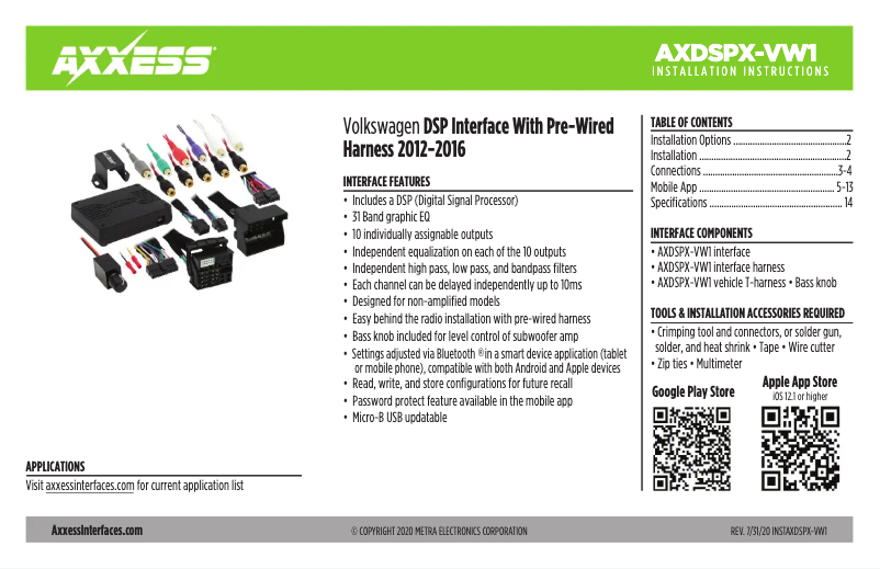 Page 1 de la notice Manuel utilisateur AXESS AXDSPX-VW1