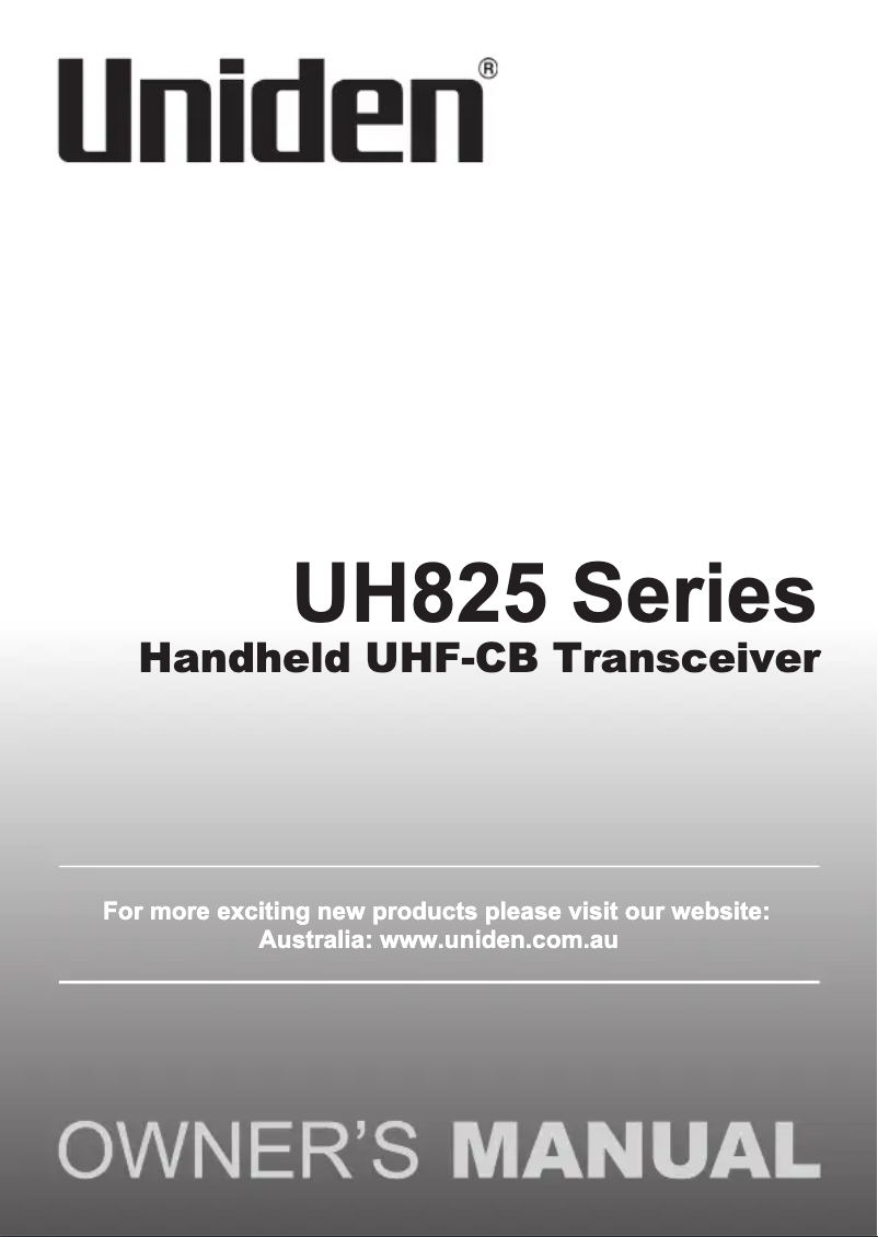 Page 1 de la notice Manuel utilisateur Uniden UH825