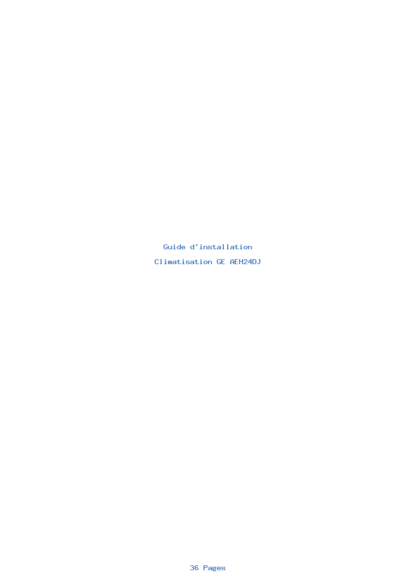 Page 1 de la notice Guide d'installation GE AEH24DJ