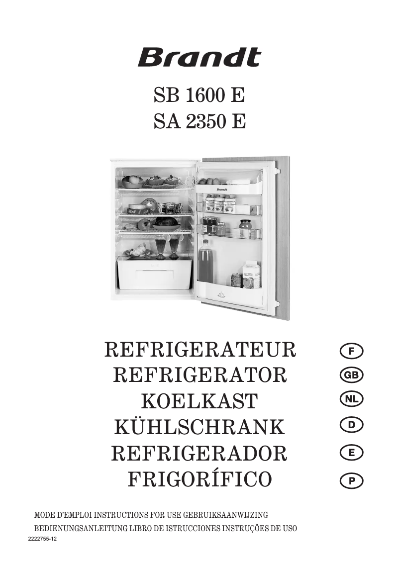 Page 1 de la notice Manuel utilisateur Brandt SA2350E
