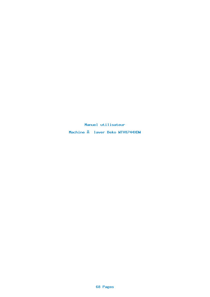 Page 1 de la notice Manuel utilisateur Beko WTV8744XDW