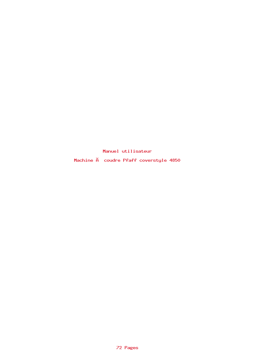 Page 1 de la notice Manuel utilisateur Pfaff coverstyle 4850