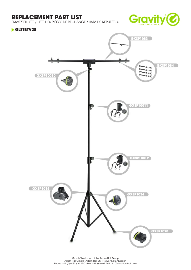 Página 1 del manual Ficha técnica Gravity GLSTBTV28