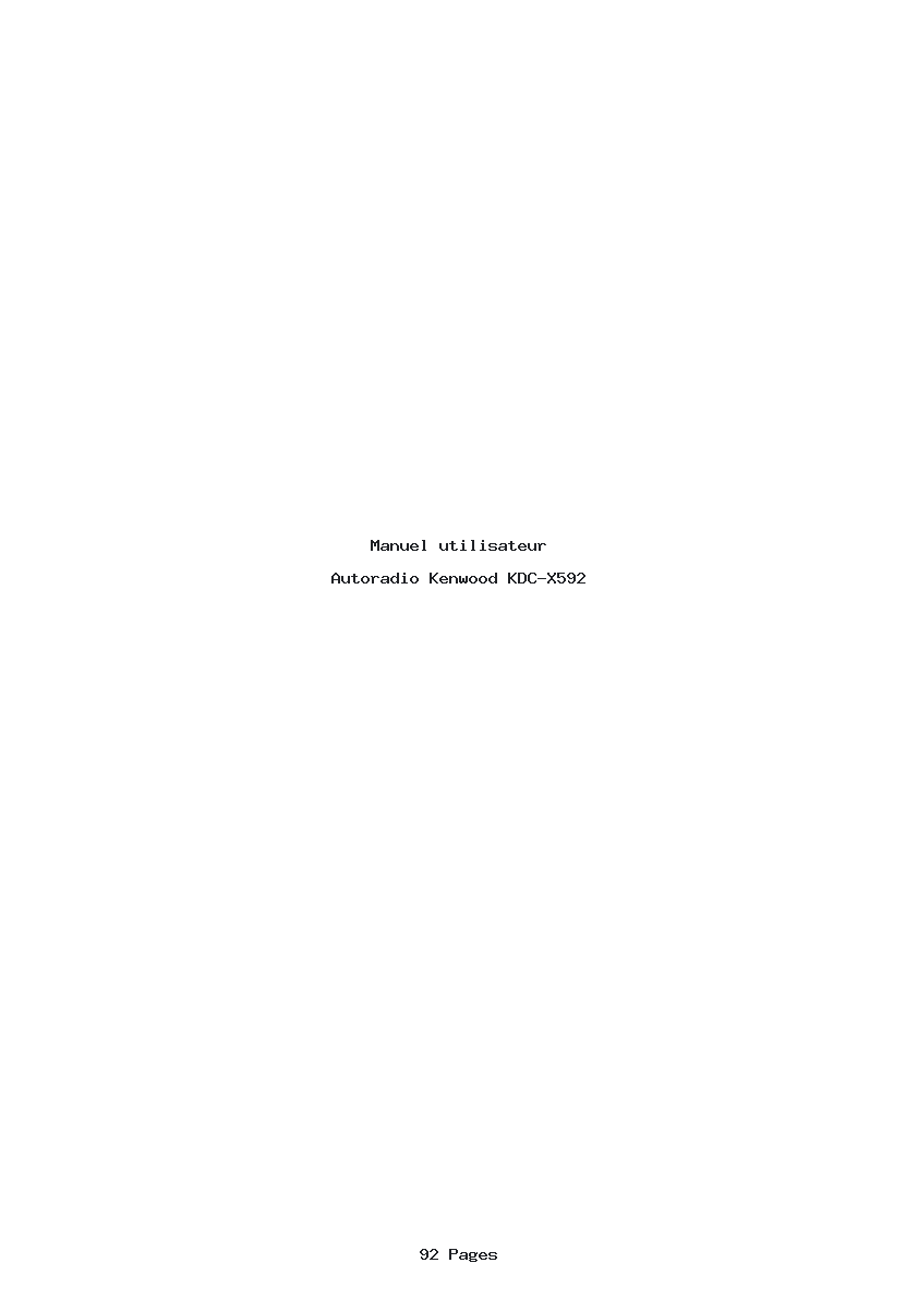 Page 1 de la notice Manuel utilisateur Kenwood KDC-X592