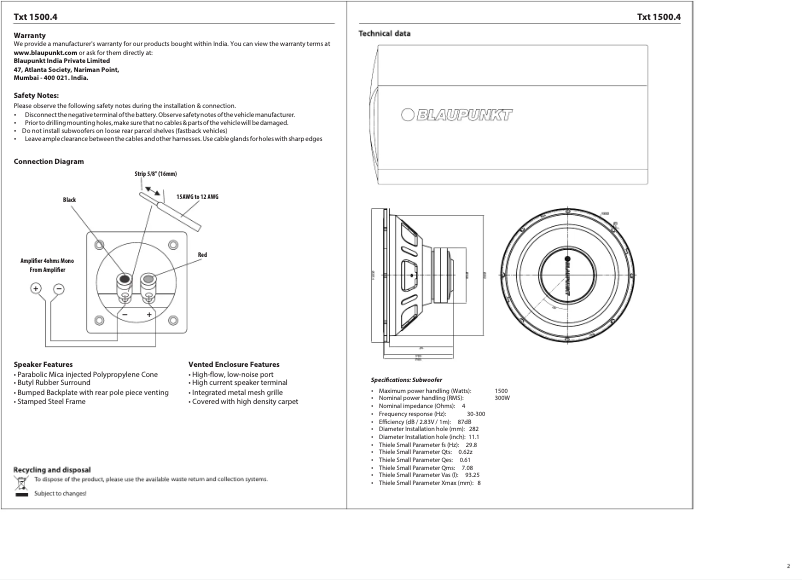 Página 1 del manual Manual de usuario Blaupunkt Txt 1500.4