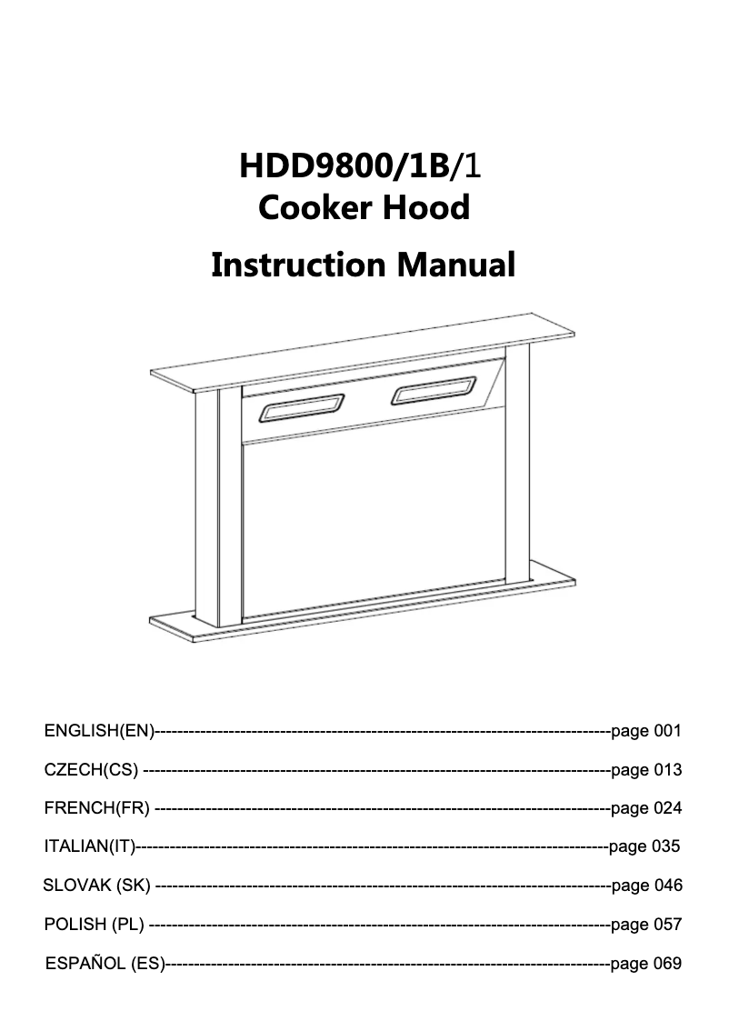 Page 1 de la notice Manuel utilisateur Hoover HDD9800/1B