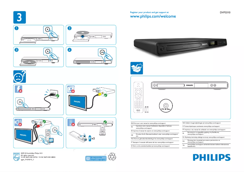 Página 1 del manual Guía de inicio rápido Philips DVP3310