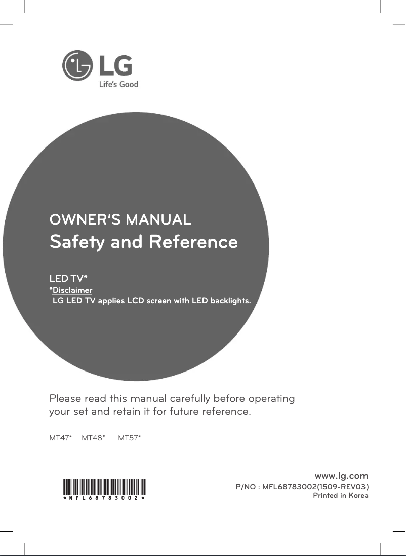 Page 1 de la notice Manuel utilisateur LG 22MT47AC