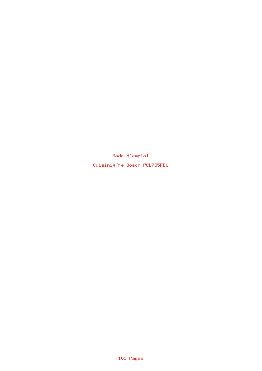 Page 1 de la notice Mode d'emploi Bosch PCL755FEU
