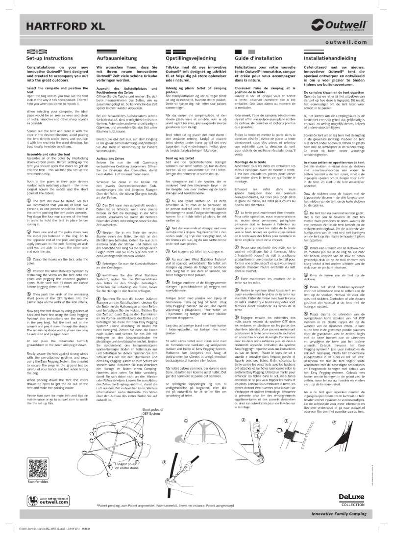 Page 1 de la notice Manuel utilisateur Outwell DeLuxe Green Hartford XL