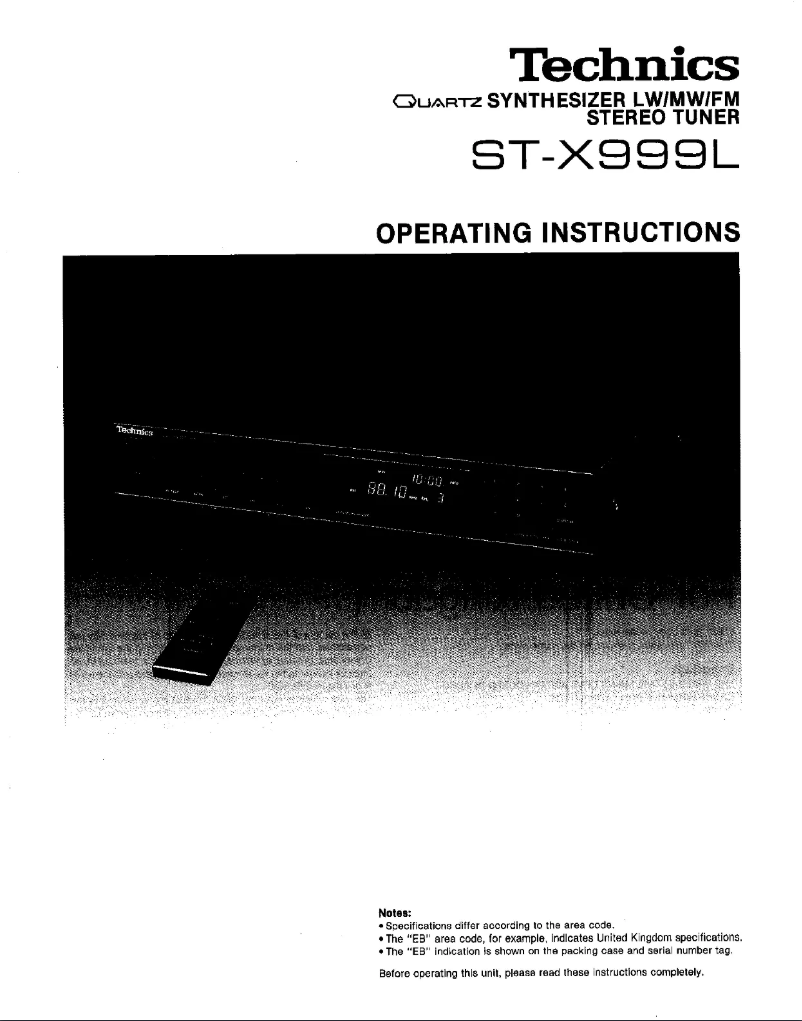 Page 1 de la notice Manuel utilisateur Technics ST-X999L